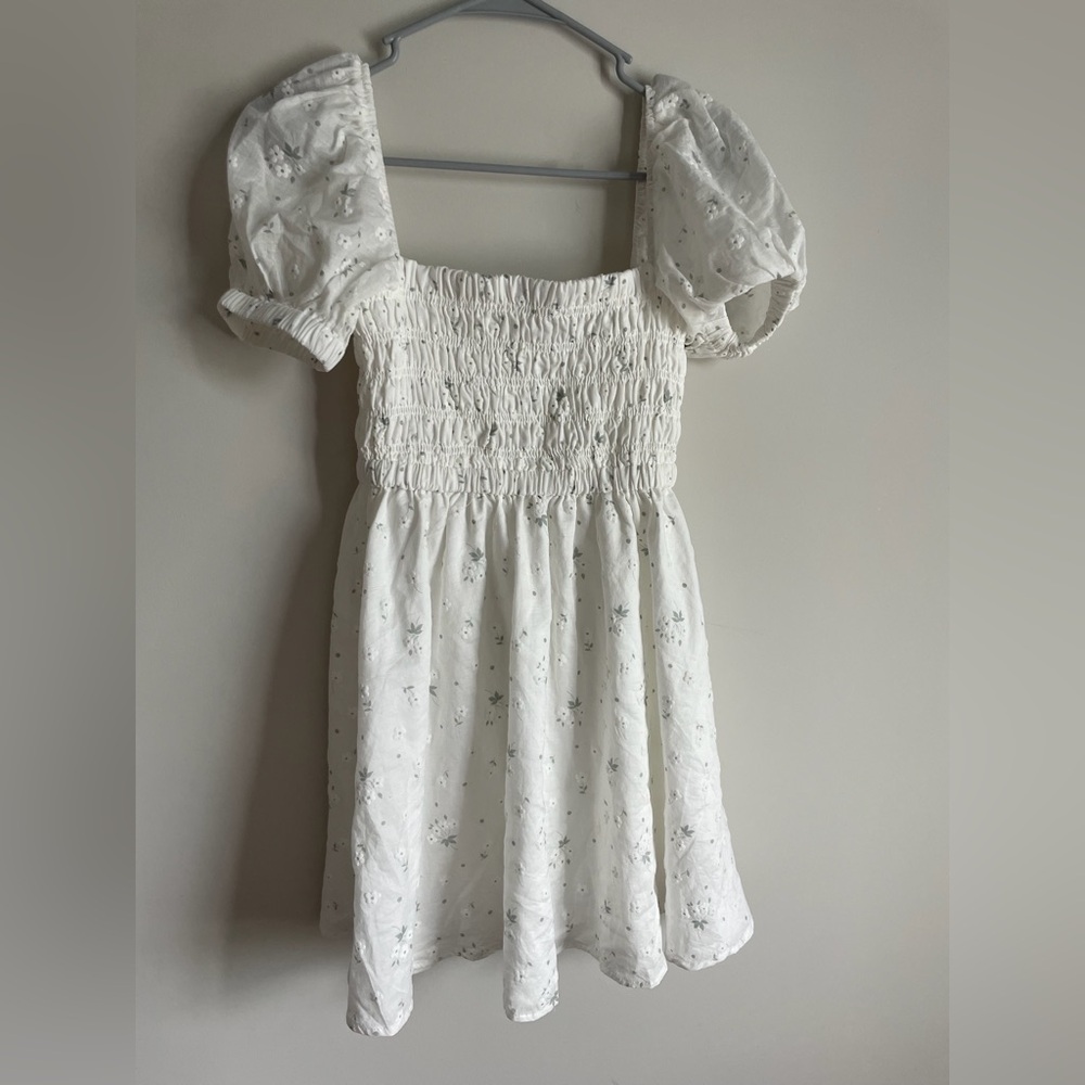 Altar'd State White Smocked Sundress with Puff Sleeves